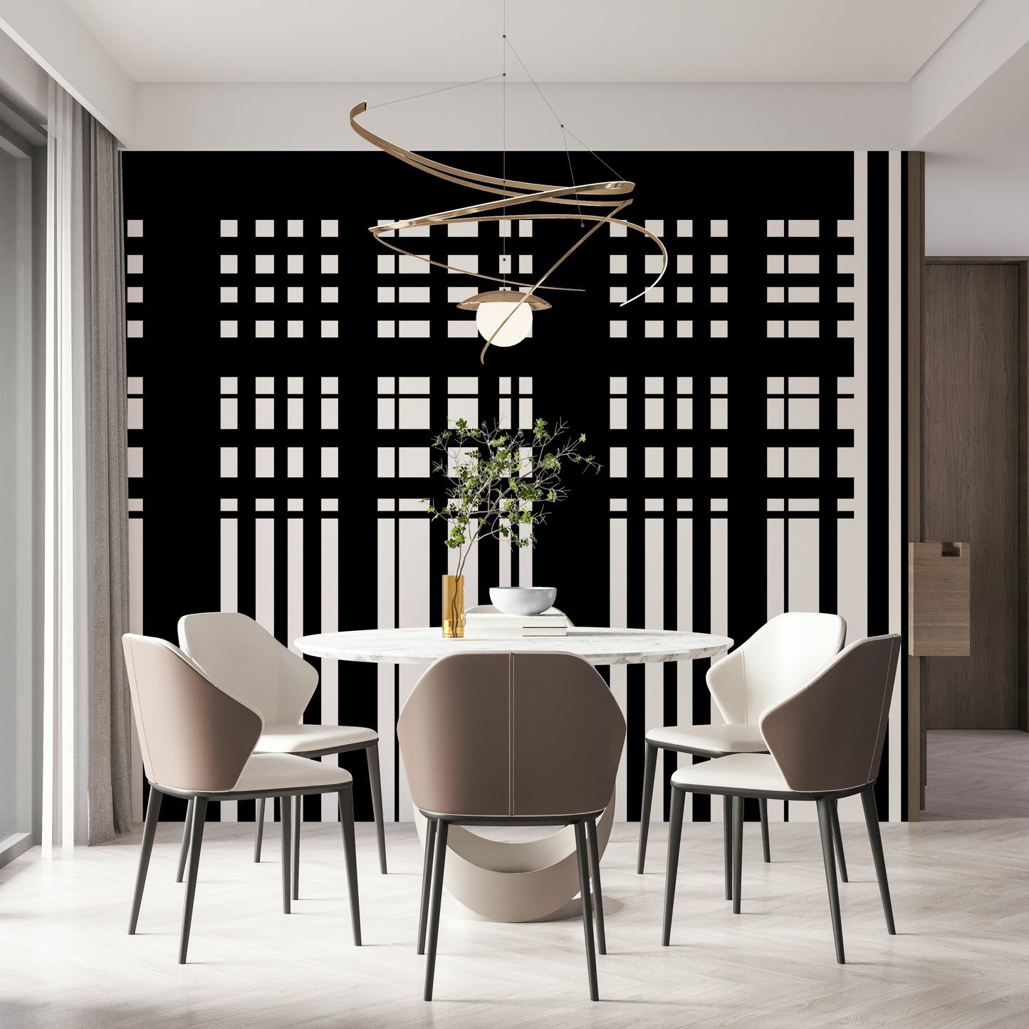 Minimal Black & White Stripes Wall Mural