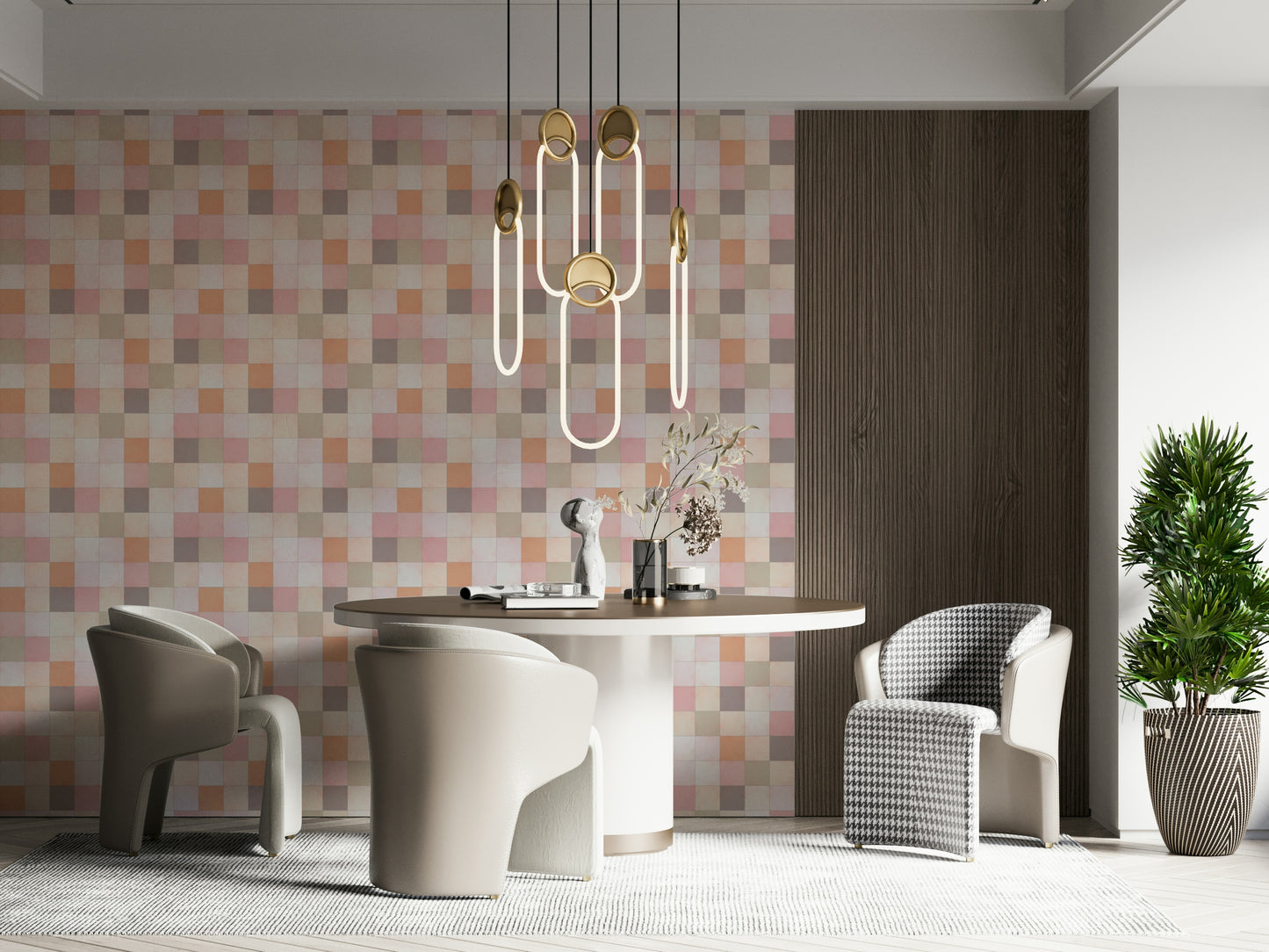 Soft Mosaic Tiles – Peach Glow Wallpaper⁠