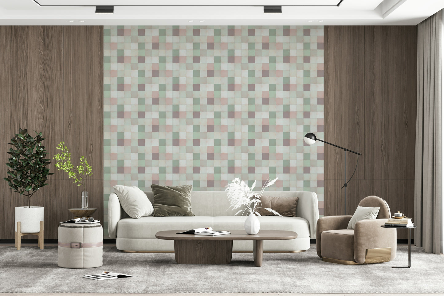 Soft Mosaic Tiles – Green Sage Wallpaper⁠