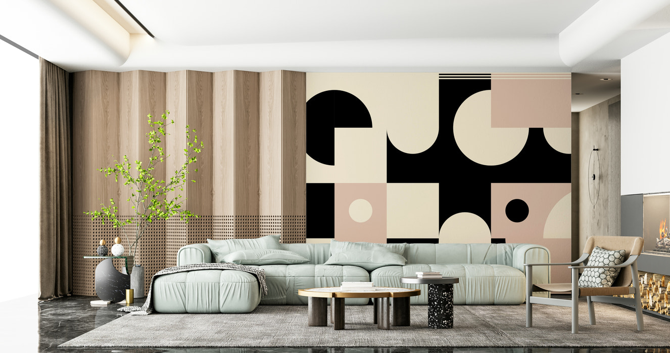 Pink Black - Bold Geometric Interplay Wall Mural