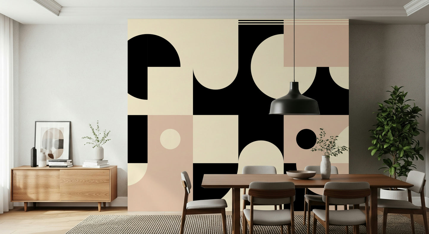 Pink Black - Bold Geometric Interplay Wall Mural