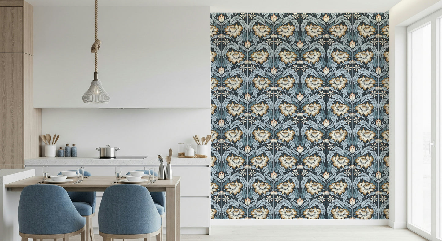 Timeless Garden – Midnight Blue Wallpaper⁠