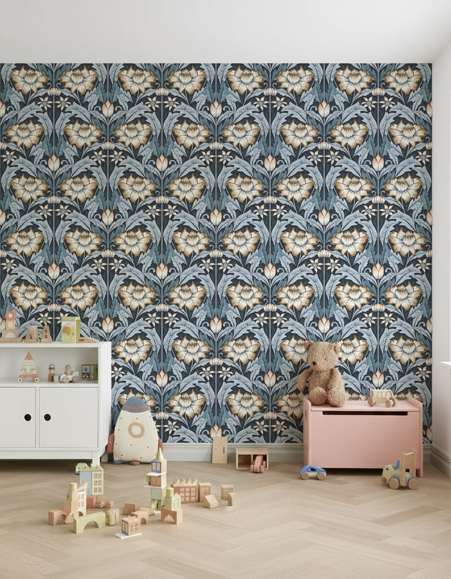 Timeless Garden – Midnight Blue Wallpaper⁠