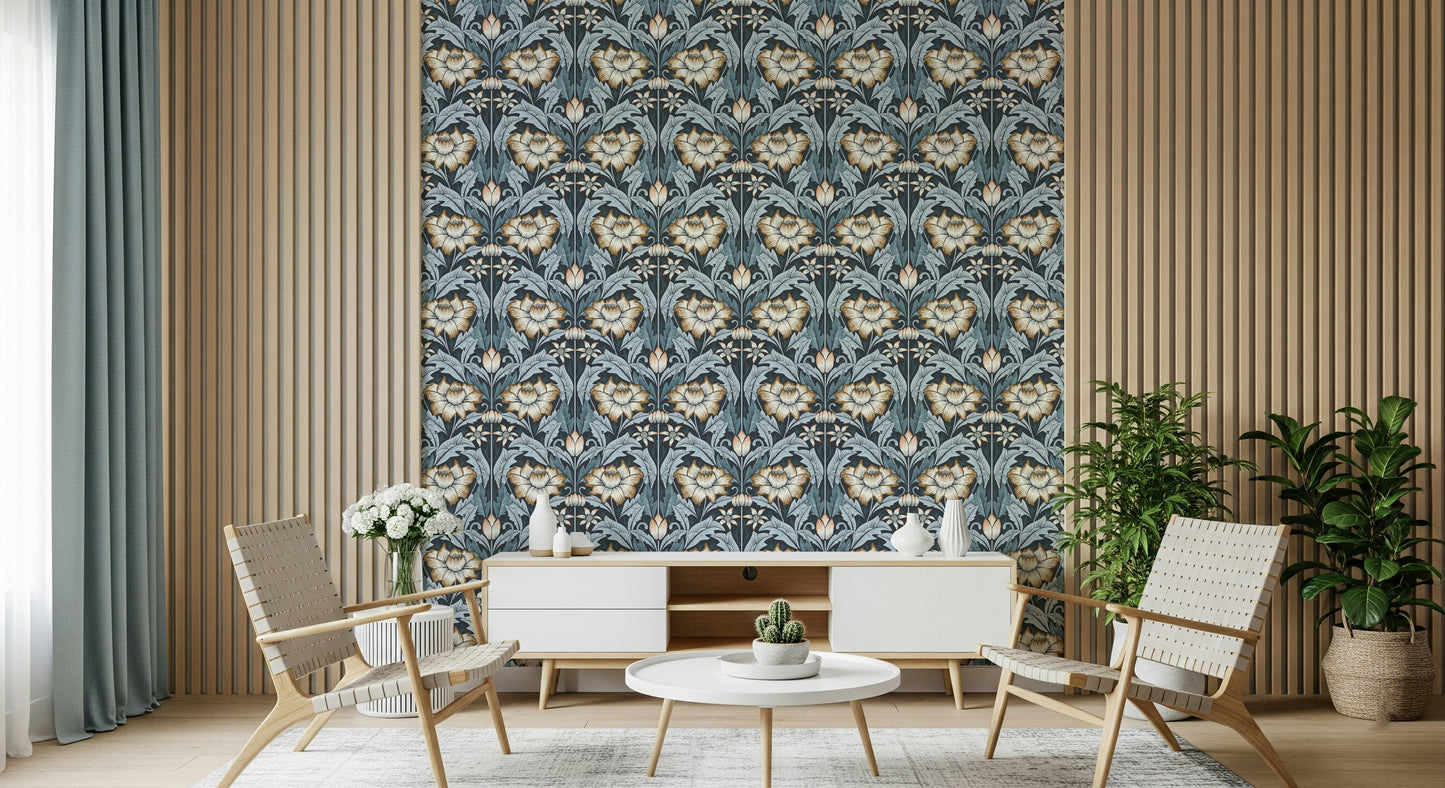 Timeless Garden – Midnight Blue Wallpaper⁠