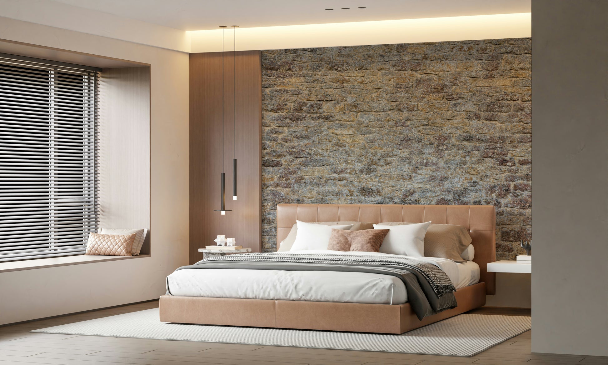Historic Weathered Stone Brick image, realistic stone mural.