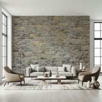 Grey Weathered Stone Brick covering, distinctive wall paper.