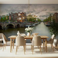 Wall mural beautiful Amsterdam Canal Charm unique bridge architecture