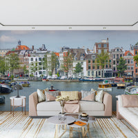 Beautiful cityscape Dutch Waterway Charm wall mural urban charm