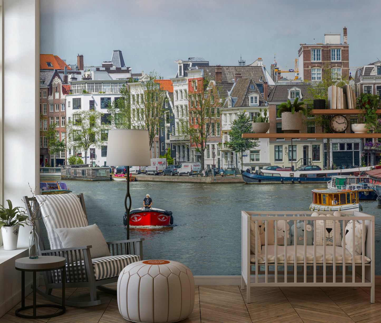 Dutch Waterway Charm product wallpaper historic canal houses trees