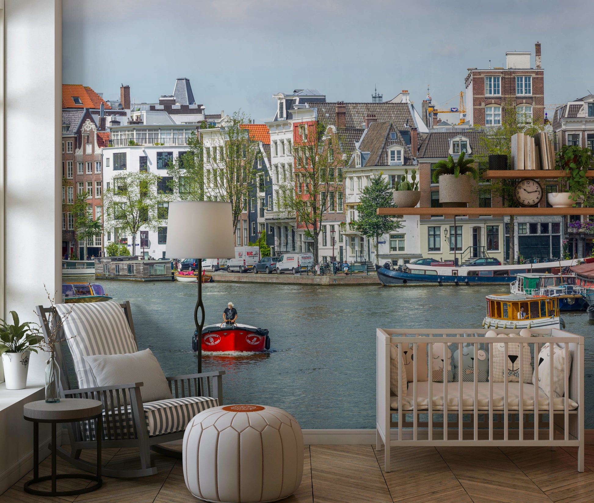 Dutch Waterway Charm product wallpaper historic canal houses trees