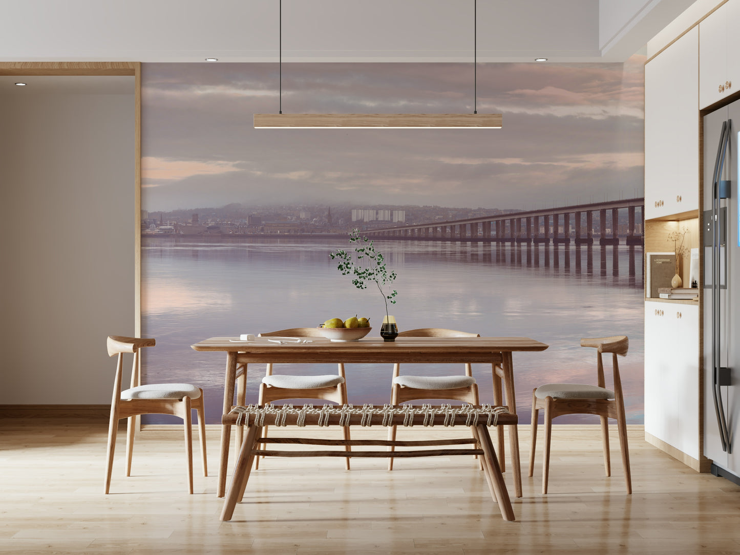 Modern structure Misty Bridge large wall art atmospheric calm