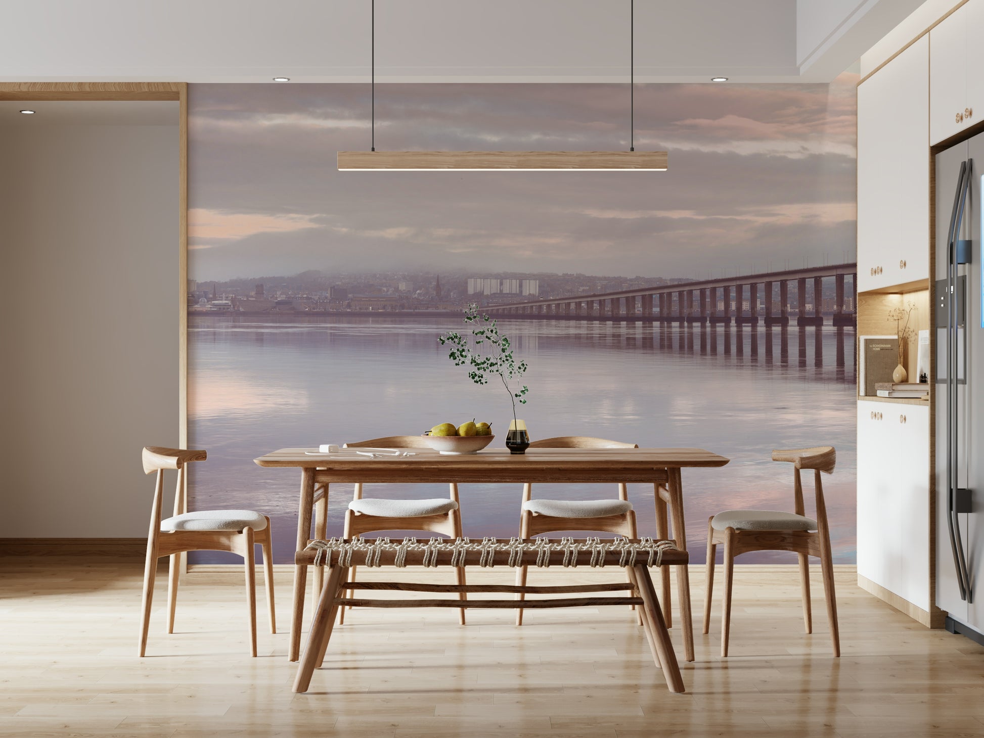 Modern structure Misty Bridge large wall art atmospheric calm