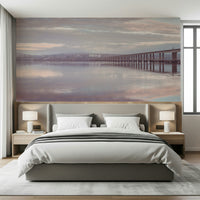 Beautiful overpass Misty Bridge wall mural subtle sky colors