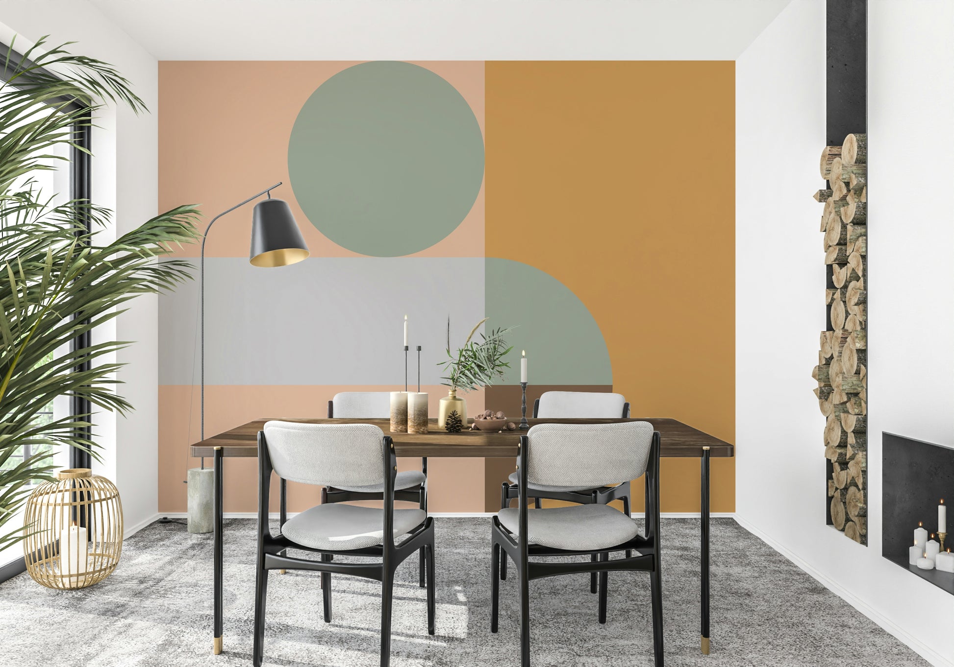 Warm and inviting abstract design, the delicate Pastel Spring motif wall mural.