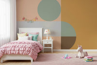 Blush pink and mint green abstract wallpaper for walls, artistic style.