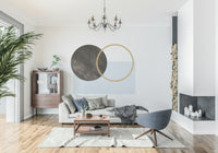 Textured dark shape and bright circle abstract Minimal Abstract Composition.