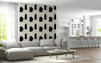Quirky large black and white Simple Vessel Shapes, crocks on a canvas, subtle room accent.