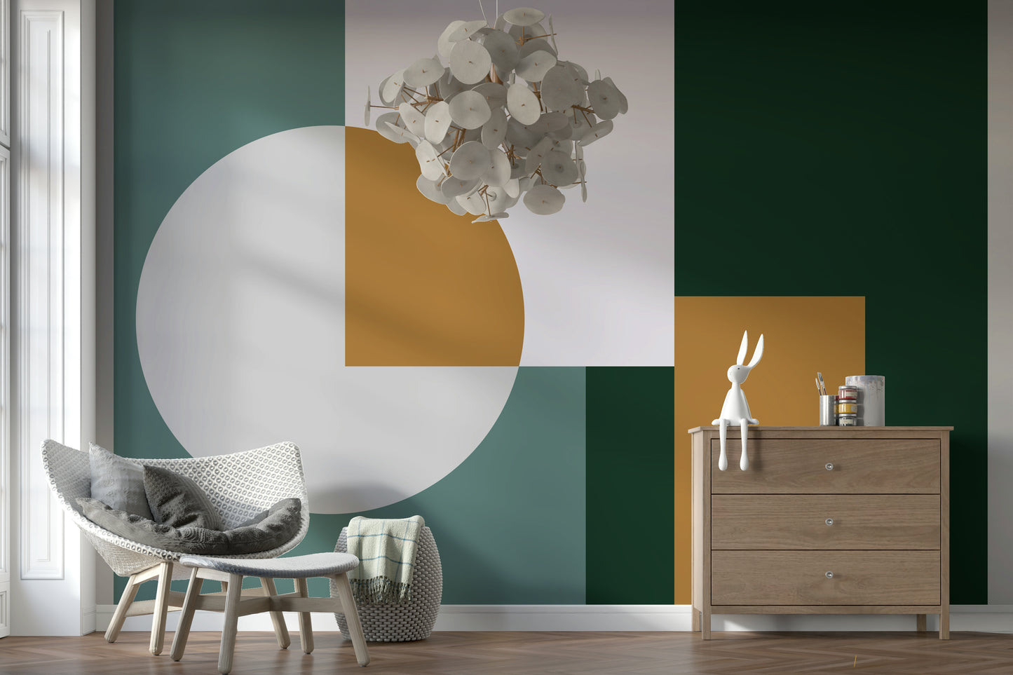Elegant graphic print for walls. Unique shapes in balance. Harmony design.