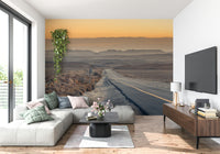 Traversing the Desert wall mural, endless journey, dramatic sky.