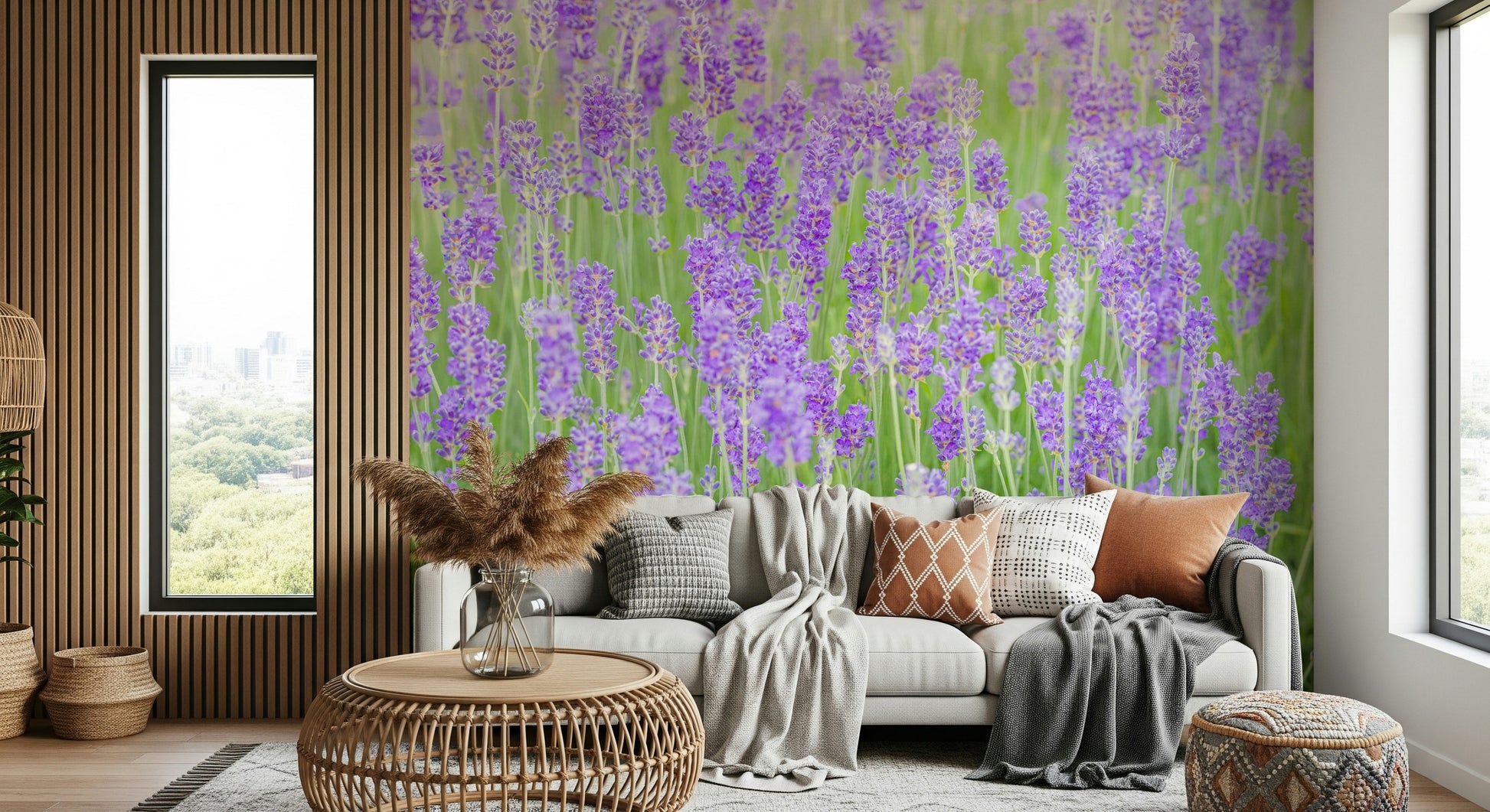 Elegant purple botanical wallpaper, the Lavender Field Dream collection.