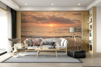 Calm Gilded Shores wallpaper showing waves gently lapping soft sand.