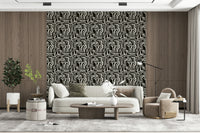 Artistic patterned backdrop, bold repetitive style, Modern Tribal Maze design.