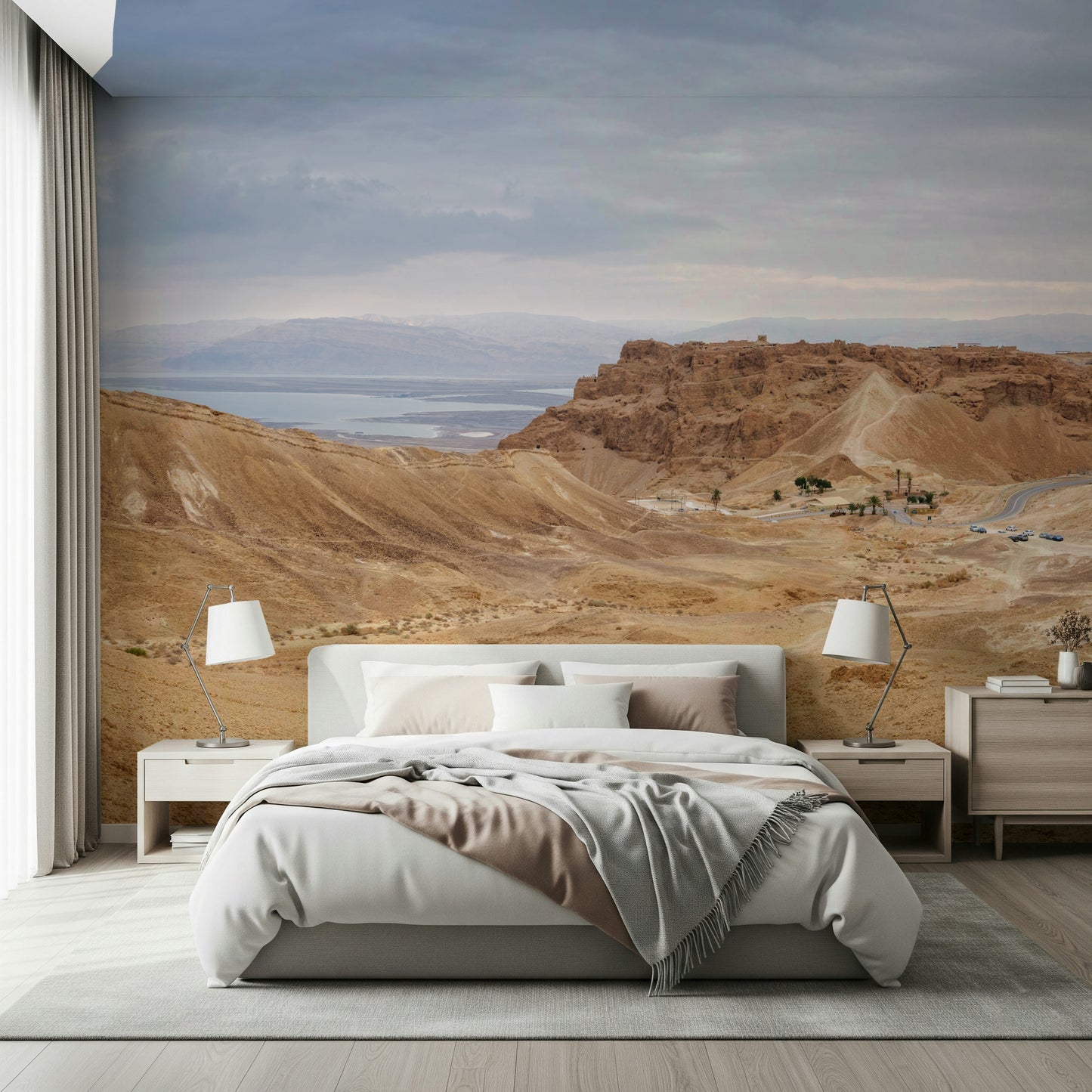 Ancient plateau and rugged mountains, Arid Majesty Desert Landscape Design home décor.