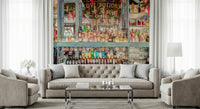 Exquisite Elegant Bar Interior mural Spirits and elixirs behind the bar.
