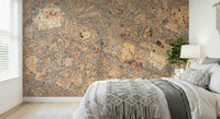 Rustic Natural Cork Pattern wallpaper, featuring swirling beige and brown textures.