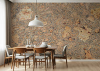 Abstract wall mural of a natural cork texture with dark, marbled details.