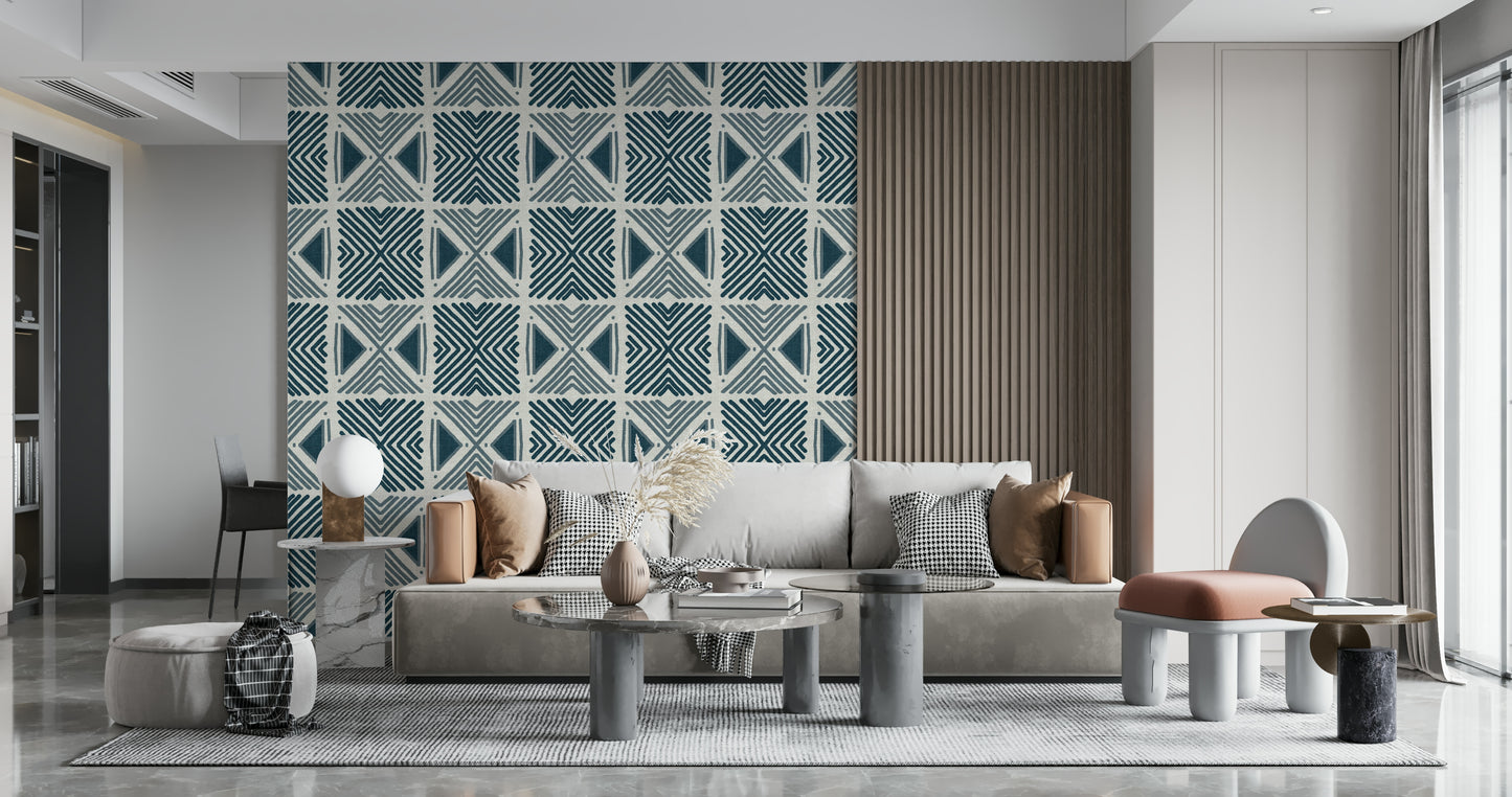 Tribal Denim Motif Wallpaper⁠
