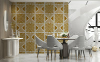 Bohemian wallpaper: Indigenous Tribal Foliage Motif, textured look.