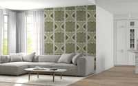 Earthy Tribal Herbs wallpaper for walls, striking, repetitive V-shapes.