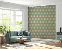 Charming Retro Radiance wallpaper, repeating floral-like motifs, gentle hues.