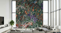 Stunning Biodiversity Canvas mural, forest growth, expressive color, organic shapes.