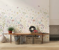 A light floral wallpaper showcasing soft watercolor petals and gentle leafy accents.