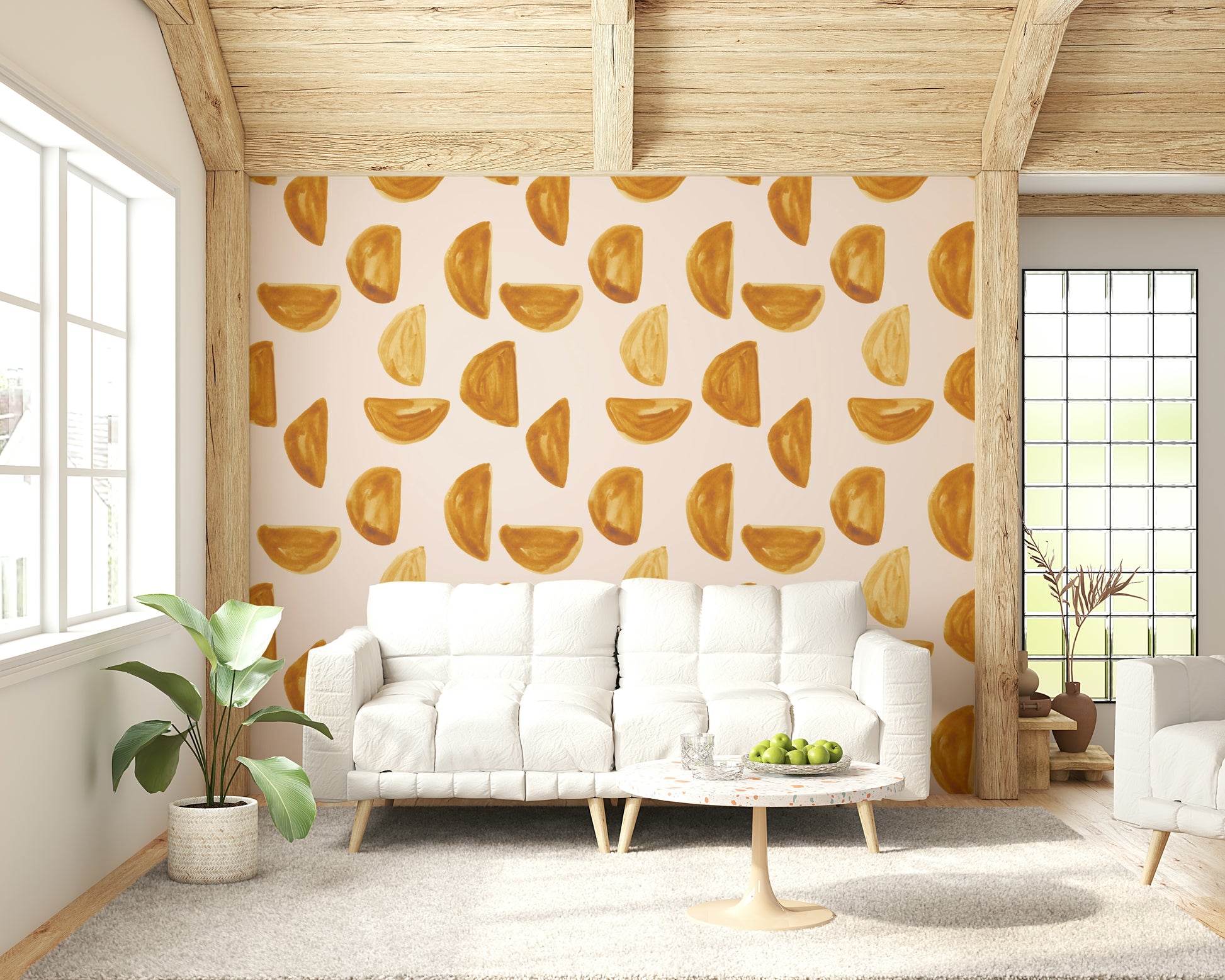Minimalist gold brushstroke pattern adding subtle metallic elegance.