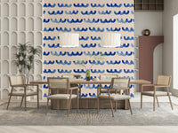 Indigo-toned wave mural with gentle gradients and artistic flow.