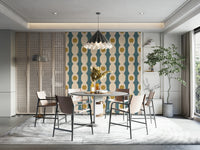 Abstract retro fusion design bringing a lively mid-century vibe to walls.