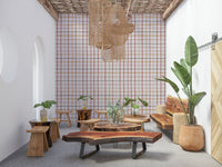 Cozy checkered pattern wall mural featuring warm neutral shades.