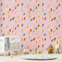 Pink wallpaper showcasing looping holiday lights in warm, vibrant colors with star details.