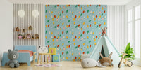 A charming wallpaper featuring colorful string lights and star patterns for a joyful seasonal look.