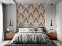 Boho Botanical Echoes wallpaper mural showcasing flowing leaf patterns with a hand-drawn feel.