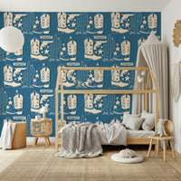 Cowboy Dreams wallpaper showcasing vintage-style Western icons in a soft tan pattern.