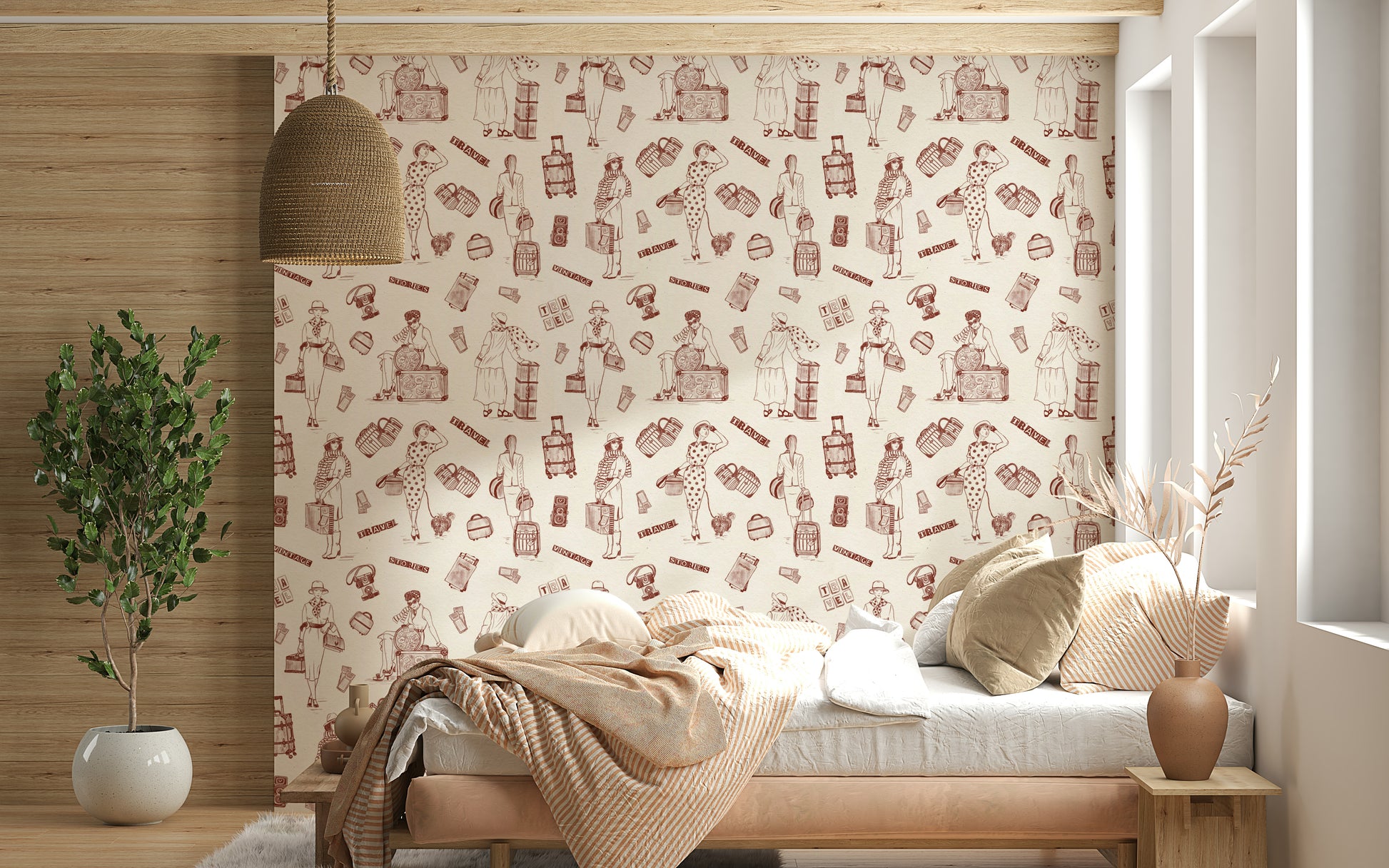Timeless Tales wallpaper mural showcasing vintage-inspired scenes and ornate details.
