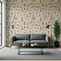 Patterned Timeless Tales wallpaper filled with classic icons and decorative storytelling accents.