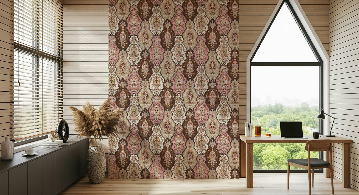 Vintage Blossom Weave wallpaper featuring intricate repeating botanical designs.