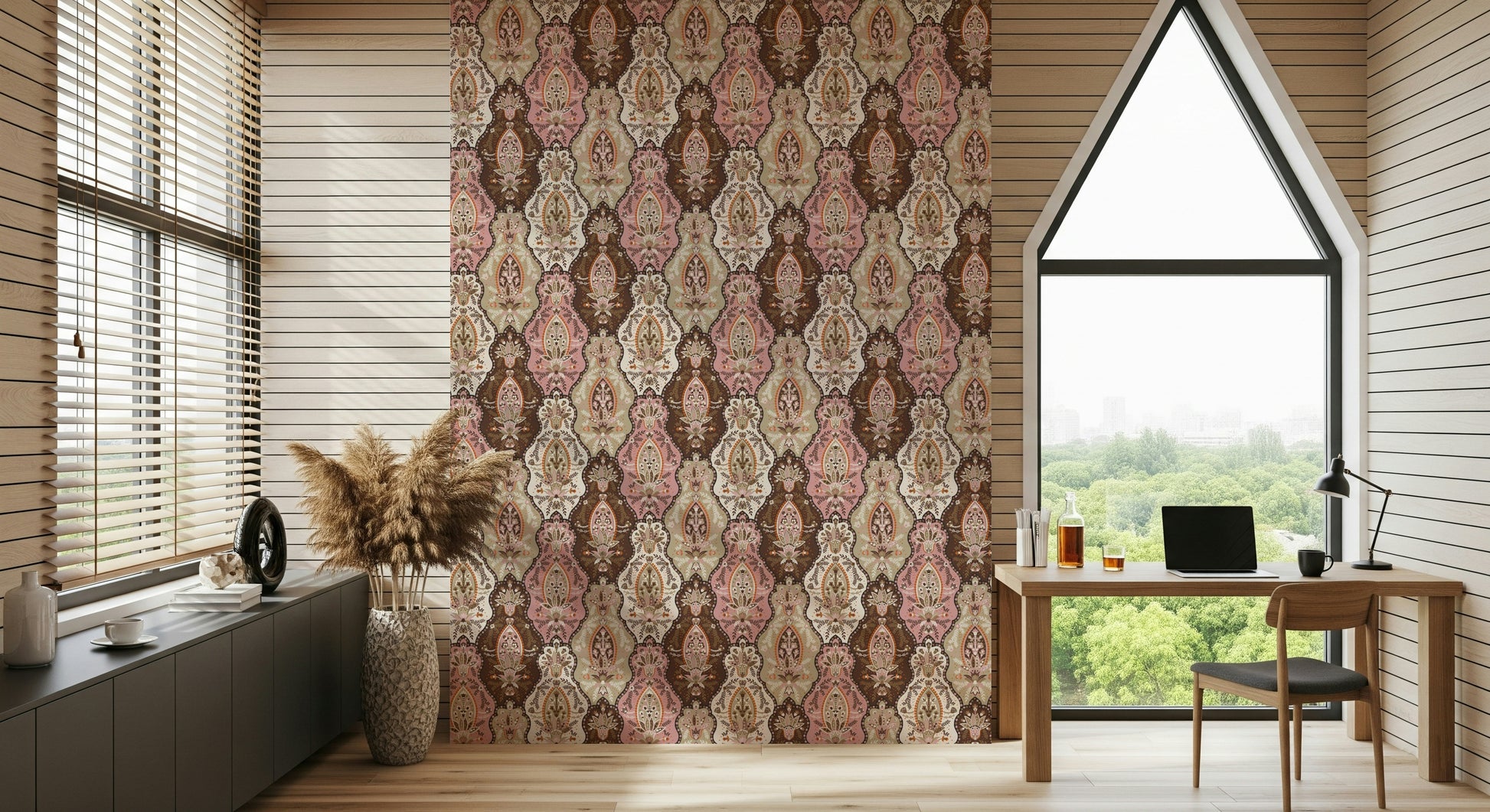 Vintage Blossom Weave wallpaper featuring intricate repeating botanical designs.