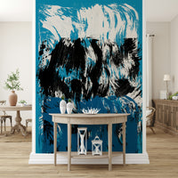 A dynamic wallpaper featuring sweeping brushstrokes that mimic turbulent ocean waters.