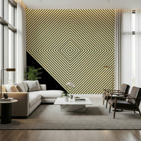 A high-contrast geometric wallpaper featuring a large diamond shape built from parallel diagonal lines.